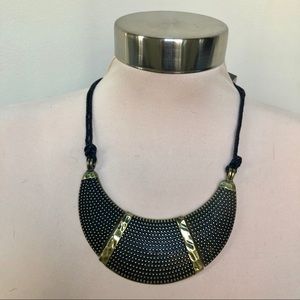 Gold black Egyptian style metal statement necklace